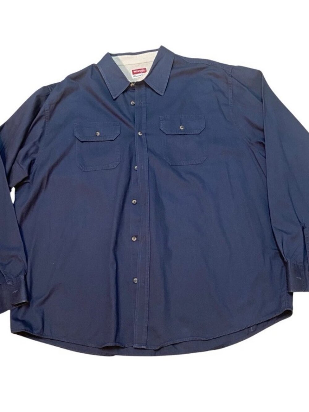 Wrangler Mens Dark Blue 2X Heavy Long Sleeve Work Shirt EUC